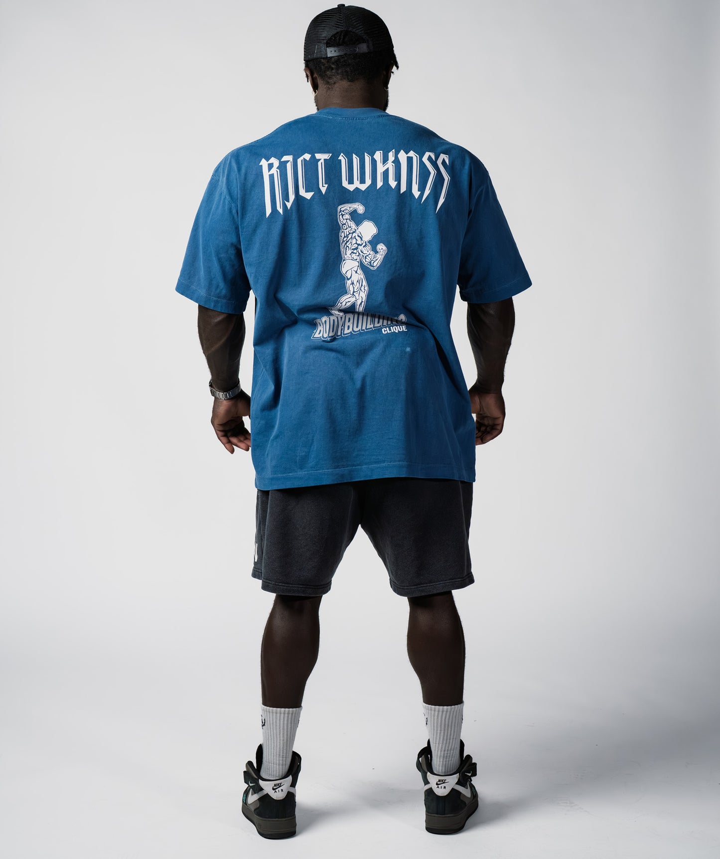 Charcoal blue 'Bodybuilding Clique' Tee