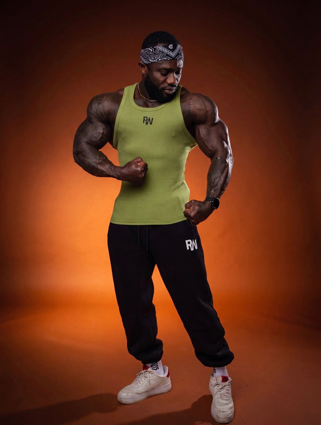 Army Green Ribbed Muscle Fit Vest