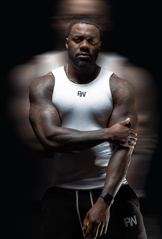 White Ribbed Muscle Fit Vest