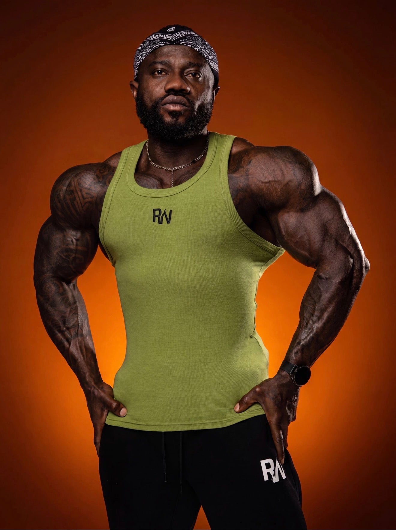 Army Green Ribbed Muscle Fit Vest
