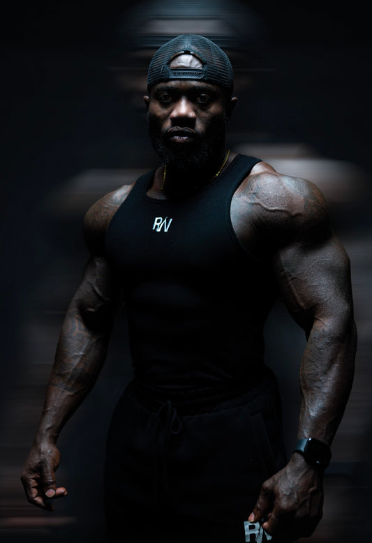 Black Ribbed Muscle Fit Vest