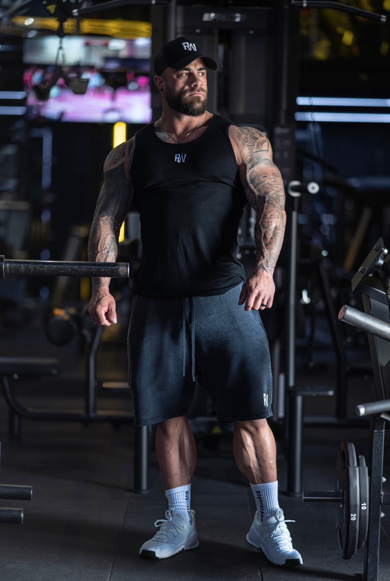 Black Ribbed Muscle Fit Vest