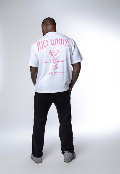 White / Pink ‘Ferocious’ Tee