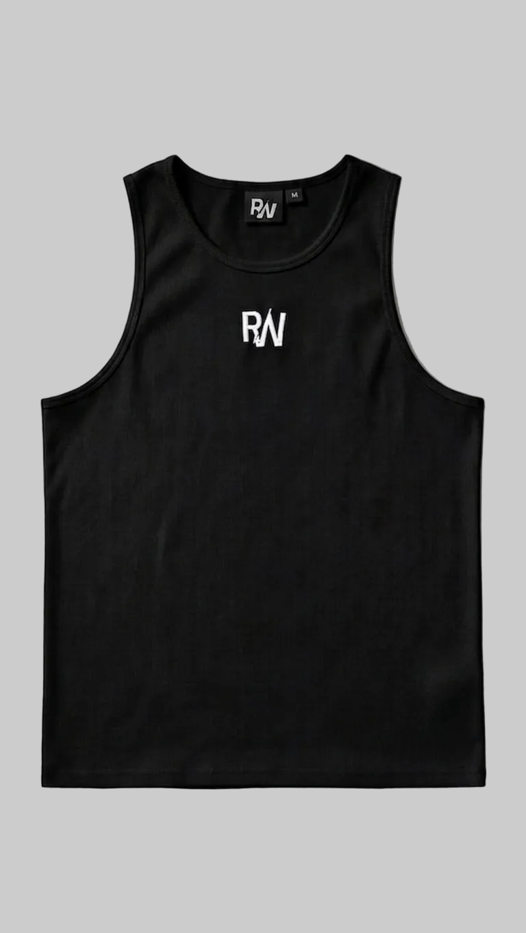 Black Ribbed Muscle Fit Vest