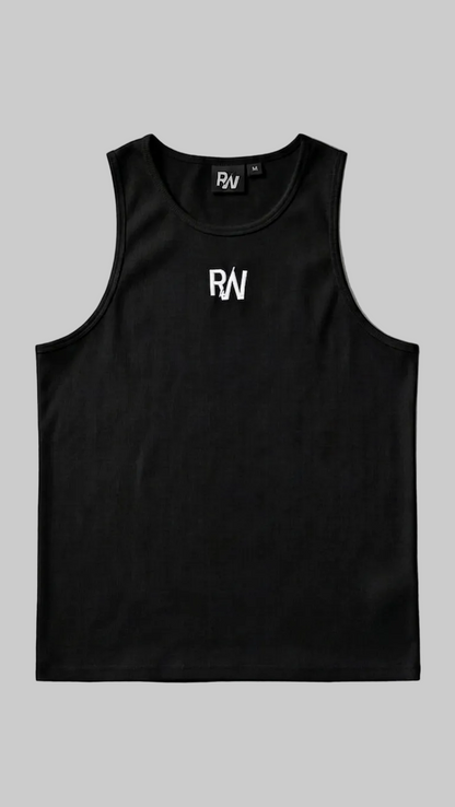 Black Ribbed Muscle Fit Vest