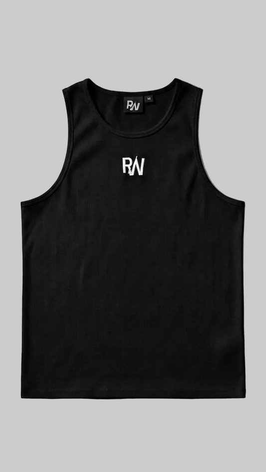 Black Ribbed Muscle Fit Vest